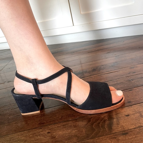 No.6 Store Suede Crossover heeled Sandals Navy US W9 - Picture 2 of 6